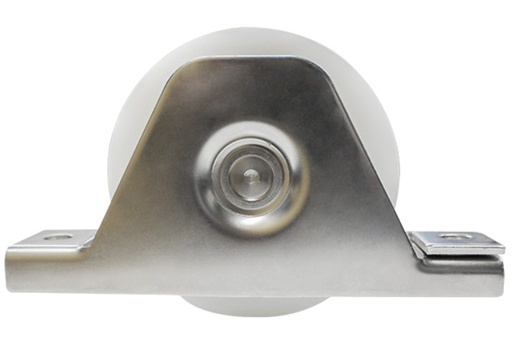 [WH380] White Nylon Sliding Gate Wheel - 60mm U Groove Internal - Double Bearing, Stainless Steel Bracket