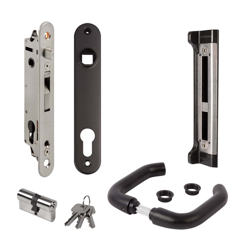 [MK531] Locinox FIFTYLOCK Euro Insert Mortice Lock - Complete Kit - 50x50 Frame, 30mm Backset, Black - For Swing Gates