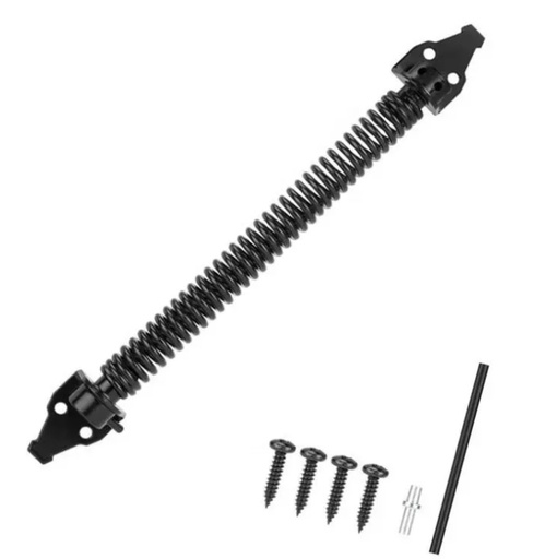 [GC078] Heavy Duty Steel Zinc Self Closing Spring Coil Gate Closer 360mm - Black