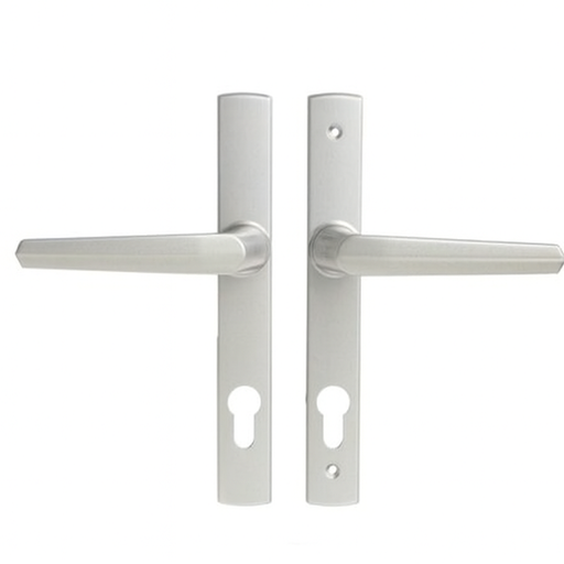 [MKLH112] Insert Mortice Lock Handle Set - Euro, L Shaped, Reversible - Aluminium in Silver - Pair