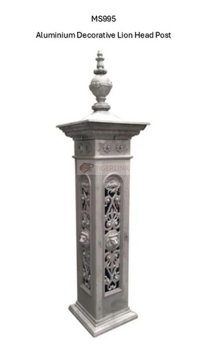 [MS995] Aluminium Decorative Lion Head Post Fence Post 230x230x1555mm - Pick up only