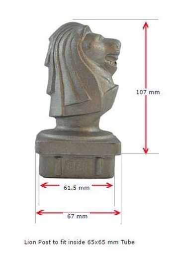 [MS942] Aluminium Lion Head Post Cap for 65x65 mm tube