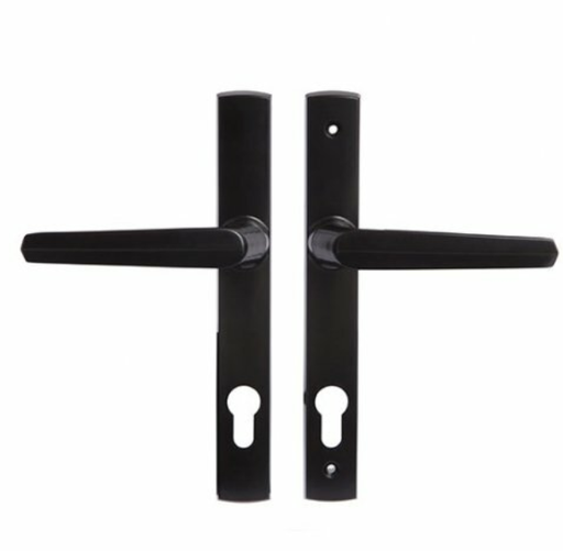 [MKLH106] Insert Mortice Lock Handle Set - Euro, L Shaped - Aluminium in Matt Black - Pair