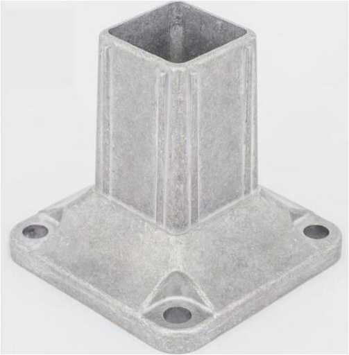 [SE205] Square Aluminium Base Post Insert: 50x50mm Post, 100x100x10mm Base, 4 Holes