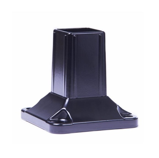 [SE207] Square Aluminium Base Post Insert: 50x50mm Post, 100x100x10mm Base, 4 Holes - Black