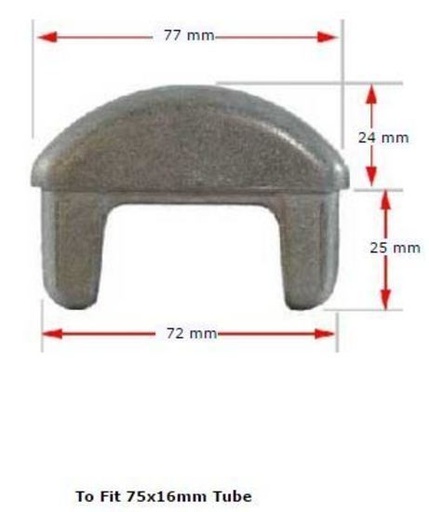 [CPAC412] Aluminium rectangular dome cap 75x16mm Dome (1.6mm wall)