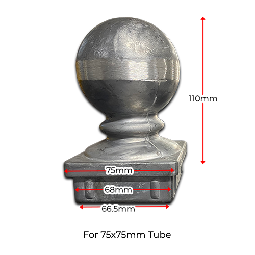 [MS908] Aluminum Post Ball Cap for 75x75 mm Tube
