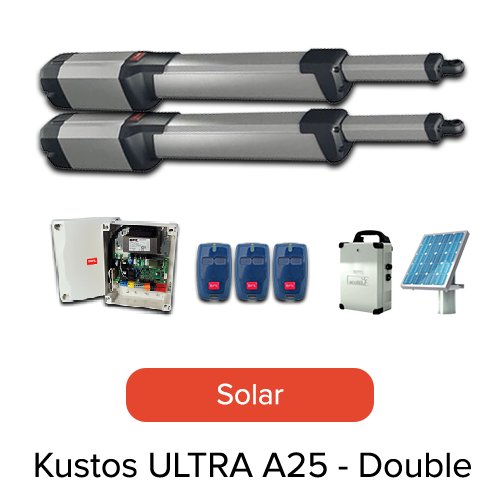 [MOT317] BFT Kustos Ultra BT A25 Double Swing Gate Motor Kit (Solar) - BFT Motor Kit