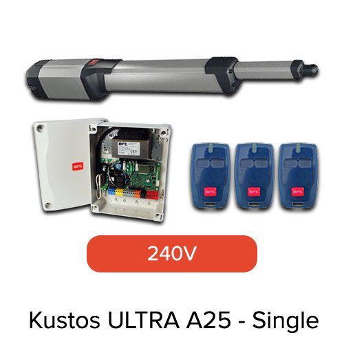 [MOT313] BFT Motor - Single BFT Kustos Ultra BT A25 Single Swing Gate Motor Kit (240V)