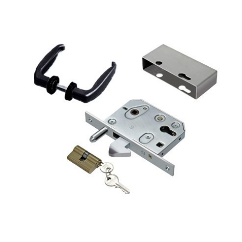 [MK520] Comunello Euro Insert Mortice Lock - Complete Kit - 50x50 Frame, 65mm Backset, Silver - For Sliding Gates