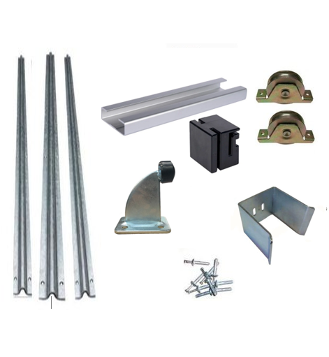 [Kit23] DIY Sliding Gate Kit-90mm internal Wheel Double bearing  3 Tracks ( 9M ) for Picket Top or Uneven ground Gates