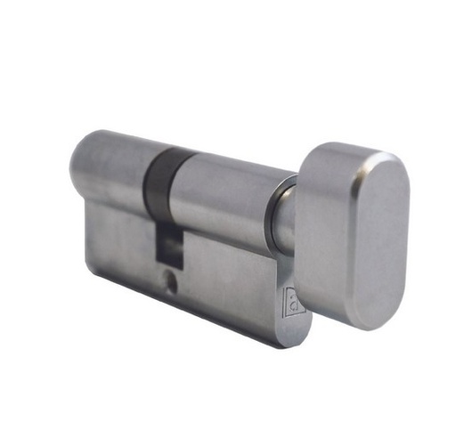 [KB701] Euro Key Barrel, 70mm Full Cylinder, Keyed Different with Turn Snib - Satin Chrome