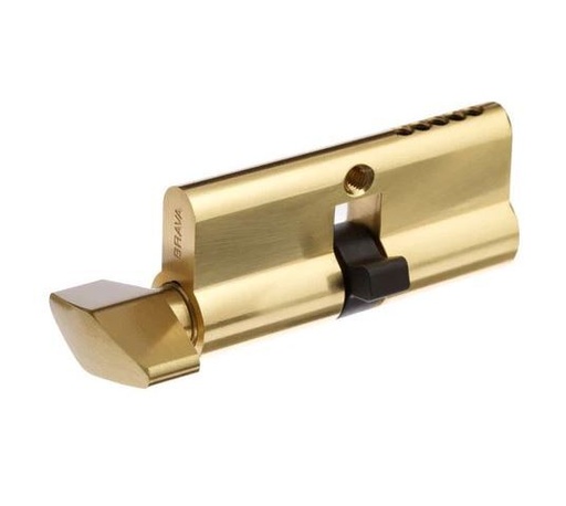 [FK389] Euro Key Barrel 70mm 5 Pin keyed Cylinder C4- Satin Chrome with Turn Snib  - Brass
