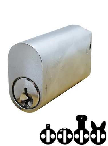 [KB500] Oval Key Barrel, 50mm Half Cylinder, Keyed Alike - Satin Chrome