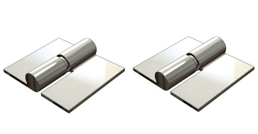 [HGHW199] Zinc Plated Weld to Weld Prison Hinges - 19mm Pin, RH, Silver - Pair