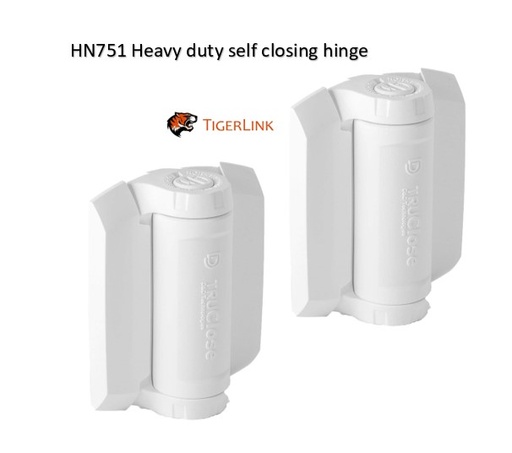 [HN751] D&D TruClose Adjustable HEAVY DUTY Self Closing Hinges for Gates up to 70kg : White, for Metal, 19mm Gap