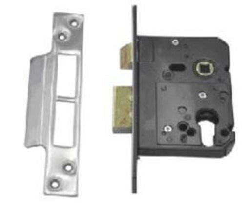 [FK332] High Quality Euro Insert Mortice Lock - 65x65 Frame, 45mm Backset, Silver - For Swing Gates