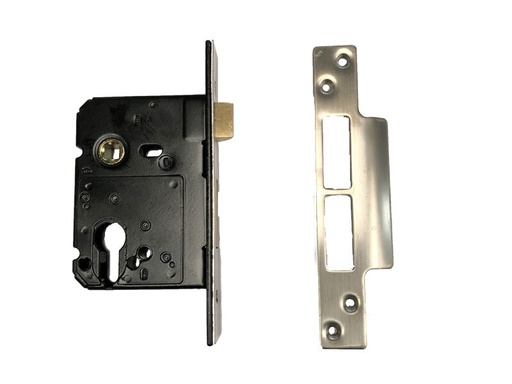 [FK330] Euro Insert Mortice Lock - 80x80 Frame, 57mm Backset, Silver - For Swing Gates