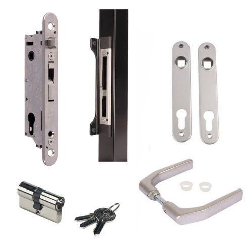 [FK592] Locinox FIFTYLOCK Euro Insert Mortice Lock - Complete Kit - 50x50 Frame, 30mm Backset, Silver - For Swing Gates