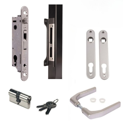 [MK431] Locinox FORTYLOCK Euro Insert Mortice Lock - Complete Kit - 40x40 Frame, 20mm Backset, Silver - For Swing Gates