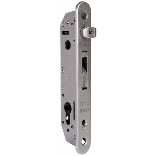 [MKLO363] Locinox SIXTYLOCK Euro Insert Mortice Lock - 65x65 Frame, 40mm Backset, Silver - For Swing Gates