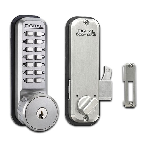 [FK961] Lockey 2500KO Mechanical Keyless Surface Mount Hook Bolt with Key Override -  for Sliding Gates (Silver)