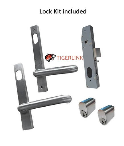 [MK540] Lockton Oval Insert Mortice Lock - Complete Kit - 50x50 Frame, 23mm Backset, Silver - For Swing Gates