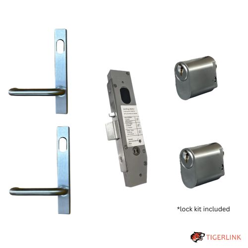 [MK540] Lockton Oval Insert Mortice Lock - Complete Kit - 50x50 Frame, 23mm Backset, Silver - For Swing Gates