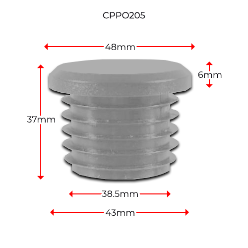 [CPPO205] Long Neck Plastic Round Cap 40NB or 48.3mm Grey