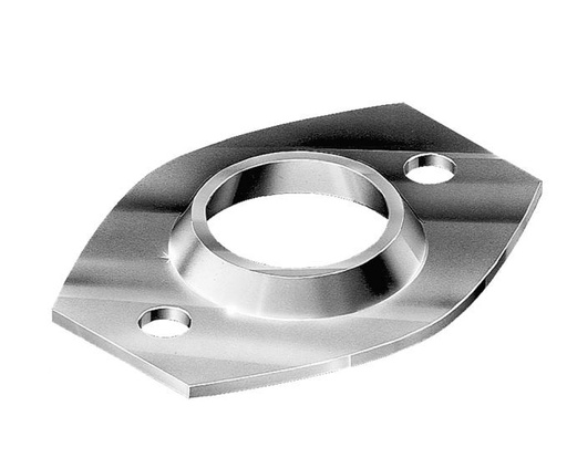 [SE300] Oval Steel Base Plate Sleeve: 20NB / 27mm Round Post, 2 Holes