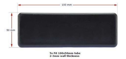 [CPPR535] Plastic Rectangular Cap 100x50mm (2-4mm wall) Black