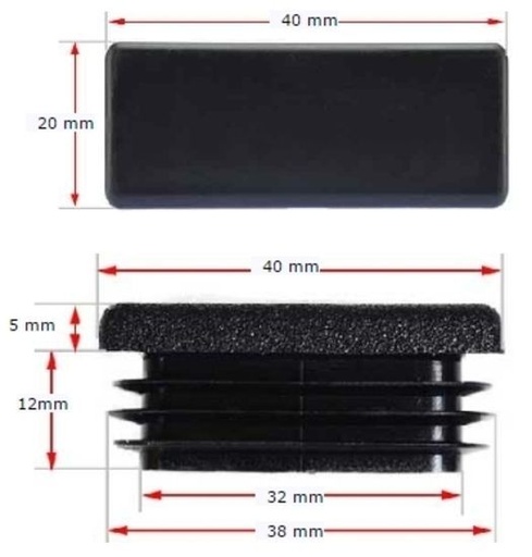 [CPPR414] Plastic Rectangular Cap 40x20mm 