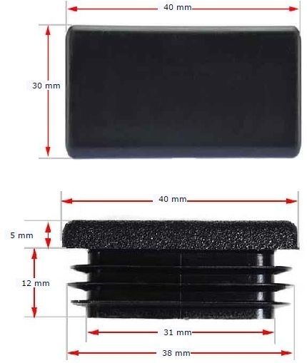 [CPPR418] Plastic Rectangular Cap 40x30mm (1-3mm)