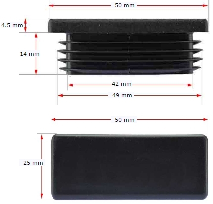 [CPPR500] Plastic Rectangular Cap 50x25mm (0.8-3mm)