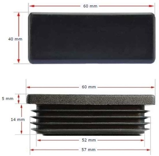 [CPPR482] Plastic Rectangular Cap 60x40mm (1-3mm)