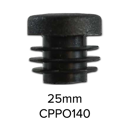 [CPPO140] Plastic Round Cap 25mm (1-3mm) Black