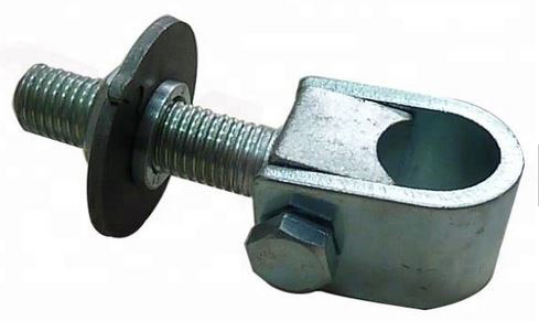 [HN570] Zinc Plated Adjustable Swing Gate Hinge With Plate - 20mm Long 25NB Rounded Pin, Circular Plate - Single