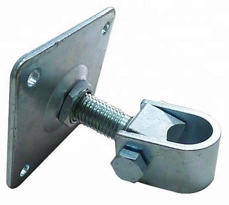 [HN574] Zinc Plated Adjustable Swing Gate Hinge With Plate - 20mm Long 25NB Rounded Pin, 100x100mm Plate - Single