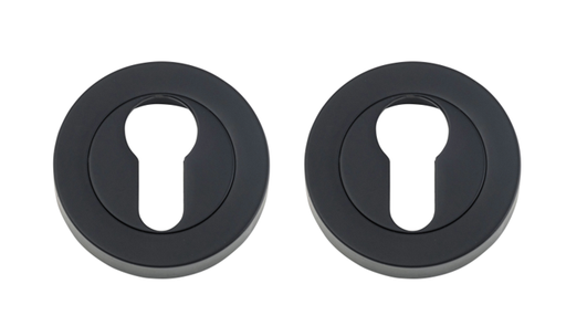 [FK496] Round Escutcheons Euro cylinder- pair - Black