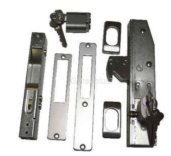 [MK440] Handleless Oval Insert Mortice Lock - Complete Kit - 40x40 Frame, 20mm Backset, Silver - For Sliding Gates