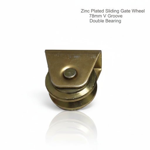 [WH476] Zinc Plated Sliding Gate Wheel - 78mm V Groove Bracketless - Double Bearing