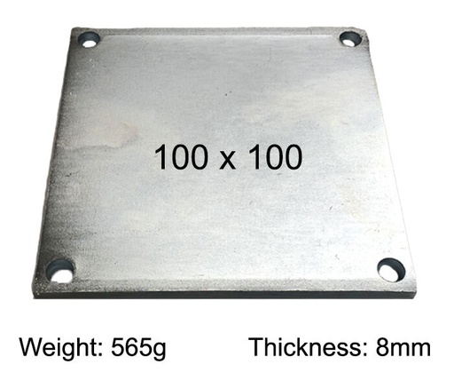 [SE822] Square Steel Base Plate, 100x100x8mm, 4 Holes