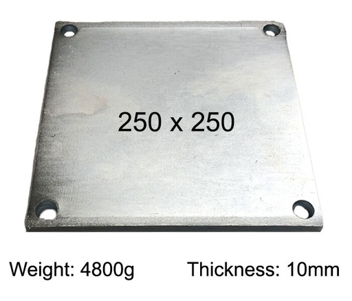 [SE865] Square Steel Base Plate, 250x250x10mm, 4 Holes