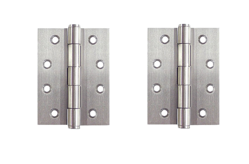 [HN134] Stainless Steel Butt Hinges - 100x100x2.5mm, Chrome Finish - Pair