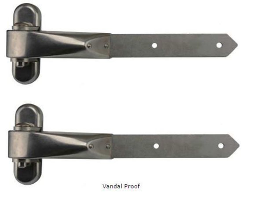 [HN652] Locinox Stainless Steel Strap Hinges For Timber Gates - 400x40mm, Reversible, Silver - Pair