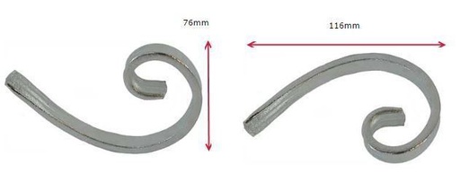 [MT130] Steel C- Scroll 116mmx76mmx12mm - Zinc Plated