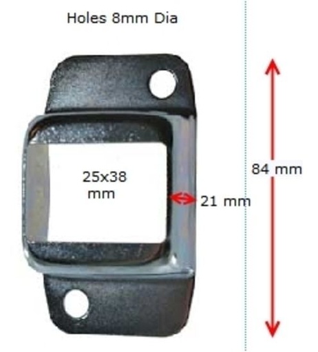 [BKRB459] Steel Fencing Rail Bracket for tube size 38x25 - Double Lug - Two holes