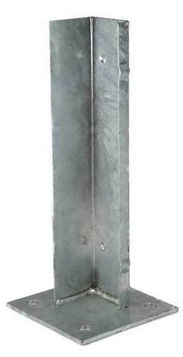 [SE202] Square Steel Base Post Insert: 65x65mm Post, 130x130x5mm Base, 4 Holes