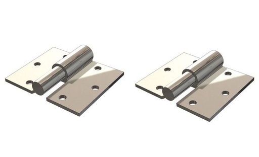 [HGSS225] Zinc Plated Screw to Screw Prison Hinges - 16mm Pin, LH, Silver - Pair