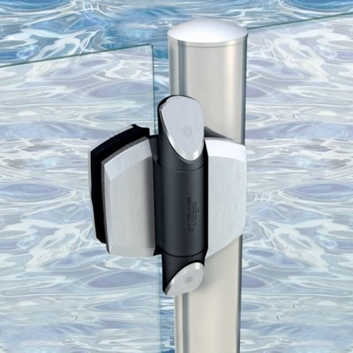 [HGHC772] D&D TruClose Self Closing Hinge for Round Post to Glass Gates up to 25kg - Stainless Steel (Brushed)